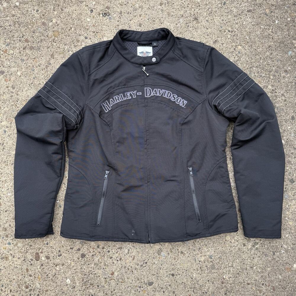 Vintage Harley Davidson Canvas Motorcycle Jacket Mens XL With Detachable Vest
